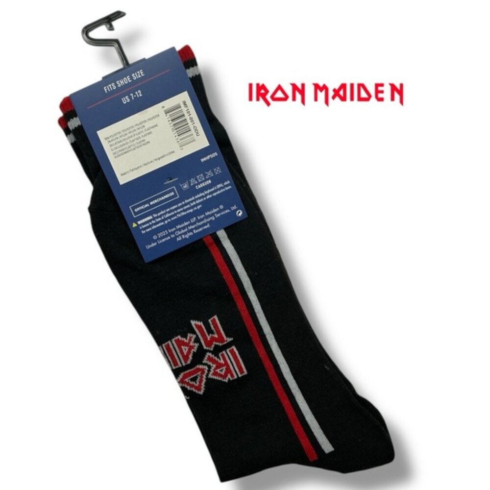 Iron Maiden Band Socks Novelty Fun Men’s Unisex Black Red Adult One Size 7-12 - Picture 2 of 16